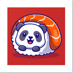 Cute Panda Sushi Cartoon Posters and Art